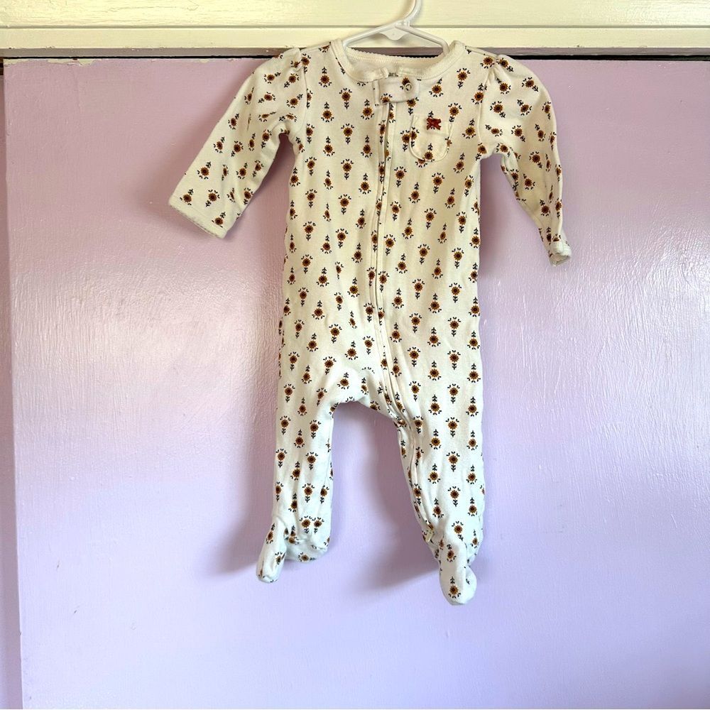 Carter's Footed One Piece Sunflowers Bodysuit, Sz 9 Months